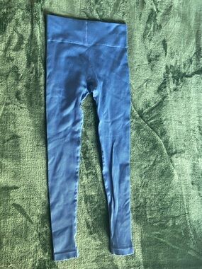 Amazon Blue Ribbed High-Waist Leggings